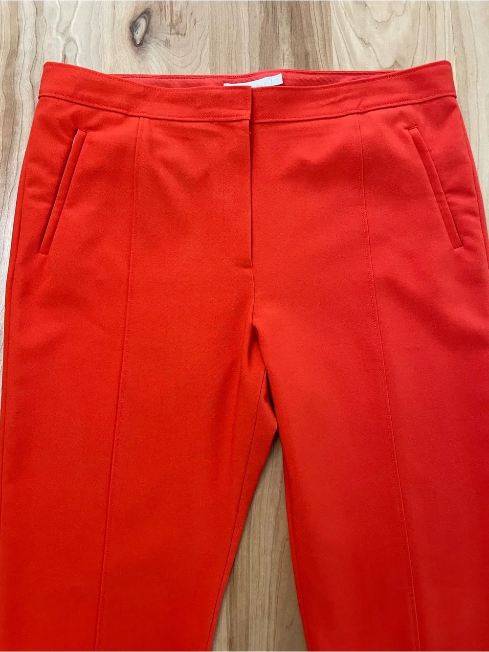 Tory Burch Poppy Red Slim Fit Ankle Front Pleat Pants Size 12